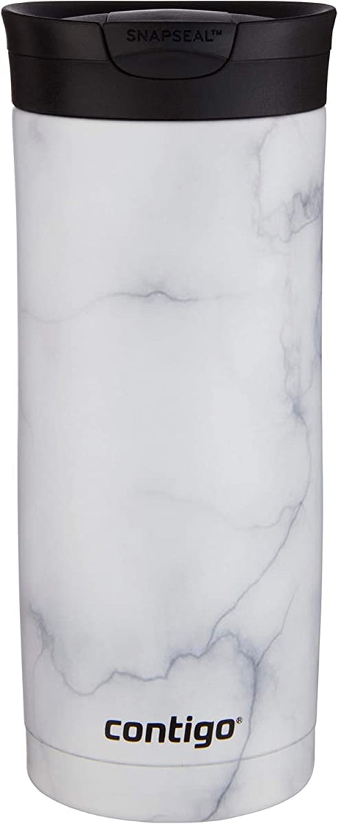 Contigo | Couture SNAPSEAL Vacuum-Insulated Travel Mug, 1 Count (Pack of 1), White Marble
