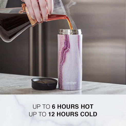 Contigo | Couture SNAPSEAL Vacuum-Insulated Travel Mug, 1 Count (Pack of 1), White Marble