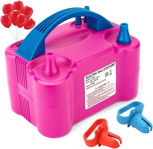Electric Air Balloon Pump, Portable Dual Nozzle Electric Balloon Blower Air Pump Balloons Inflator for Decoration, Party, Sport,Gifts:2 Balloon Tying Tools