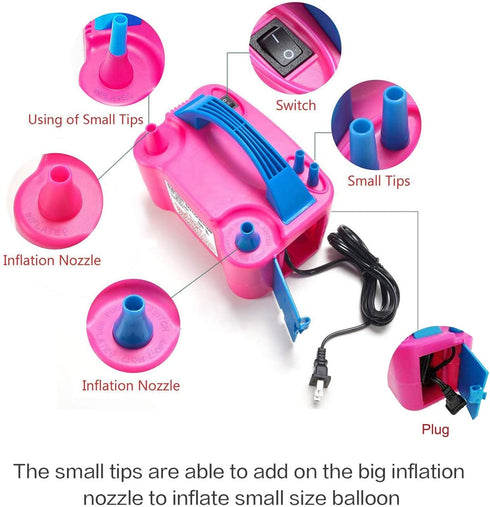 Electric Air Balloon Pump, Portable Dual Nozzle Electric Balloon Blower Air Pump Balloons Inflator for Decoration, Party, Sport,Gifts:2 Balloon Tying Tools