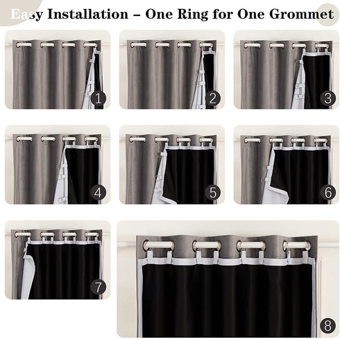 Melodieux Thermal Insulated Blackout Curtain Liner for 63 Inch Length Curtains, Off White/Black, 50 by 58 Inch, 1 Panel, Rings Included