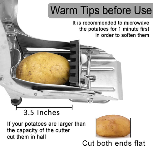 GKDOMS French Fries Cutter, Potato Slicer Stainless Steel Potato Vegetable Fruit Cutter Non-slip Suction Base French Fries Cutter Food Slicer, 1/2-Inch Blade Fries Maker for Potatoes Carrots Cucumbers