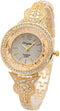 Lady Women Wrist Watch Gold Stainless Steel Crystal SIBOSUN Quartz Dress Bling Bracelet