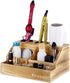 UNIFEEL Hair Tool Organizer - Farmhouse Rustic Wood Blow Dryer Holder Holds All Hot Styling Tools, Brush and Vanity Accessories - Countertop Curling Iron Holder