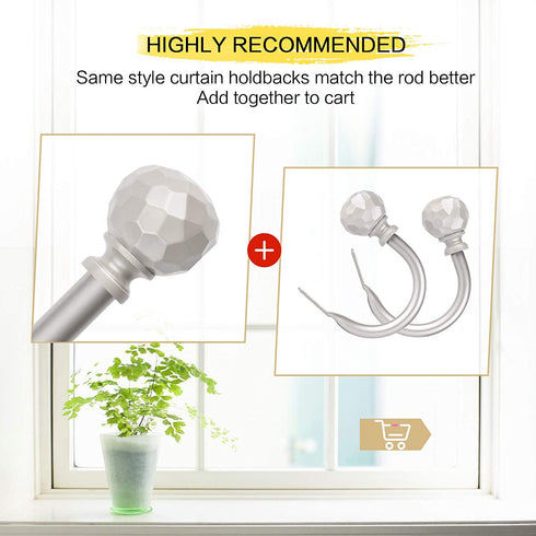 SZXIMU Curtain Rod 5/8 Inch Single Drapery Rods for Windows with Diamond Pattern Finials, 48-86", Nickel