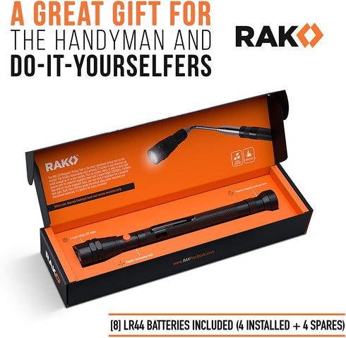 RAK Magnetic Pickup Tool - Telescoping Magnet Stick with 3 LED Lights and Extendable Neck up to 22 Inches - Gifts for Dad, Husband, Truck Driver, Handy Men or Women