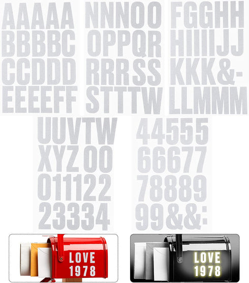 Reflective Capital Letters and Numbers Sticker Decal, Self Adhesive Mailbox Address Letters and Numbers 0-9, Waterproof and Fadeless for Bin, Window, Signs, Door, Cars (104 Pieces,2 Inch)