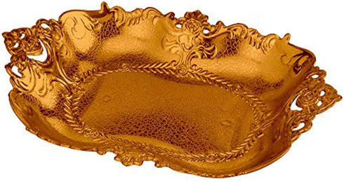 Large Rose Gold Plastic Food Serving Tray - 2 Pack Reusable Decorative Rectangular Appetizer Platter - Elegant Modern Weaved Design for Kitchen, Party, Centerpiece Display - by Impressive Creations