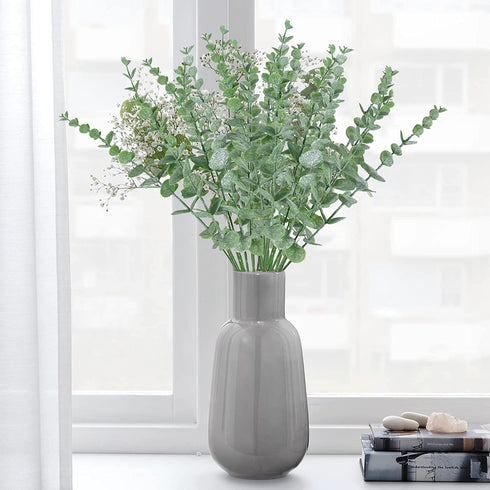 Artificial Eucalyptus Stems 24pcs Fake Eucalyptus Leaves Real Touch Artificial Greenery Bulk 15in for Wedding Home Farmhouse Party Decoration