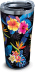 Tervis Tropical Collection Floral Stainless Steel Insulated Tumbler with Clear and Black Hammer Lid, Silver