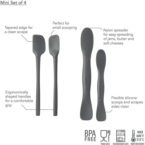 Tovolo All Silicone Mini Tool Set, Charcoal - Set of 4