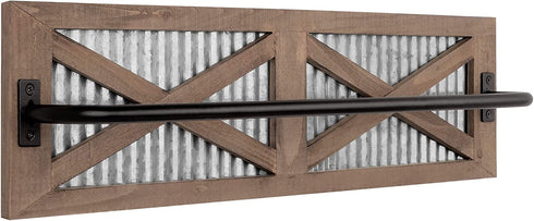 Autumn Alley Rustic Farmhouse Toilet Paper Holder - Rustic Country Bathroom Decor - Industrial Decorative Accessories - Warm Brown Wood, Galvanized Metal & Black Metal - Adds Rustic Charm