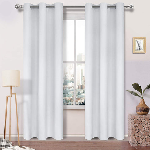 DWCN Blackout Curtains - Room Darkening Thermal Insulated Living Room and Bedroom Curtains 38 x 84 inches Long, Set of 2 Window Curtain Panels, Greyish White