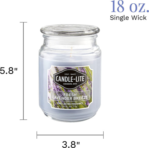 CANDLE-LITE Fresh Lavender Breeze Jar Candles, 18 oz