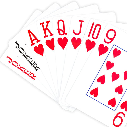Teskyer Large Print Playing Cards, Poker Size Large Index Deck of Cards, Linen Finish Surface, 2 Pack(Blue and Red), Pattern A