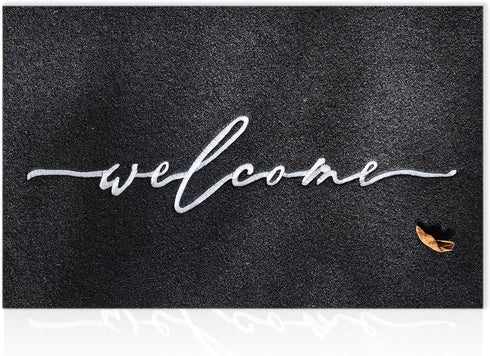 AAZZKANG Welcome Mats for Front Door Outdoor with Durable Non Slip Rubber Backing Ultra Absorb Mud Easy Clean Indoor Door Mat for Entrance Heavy Duty Doormat Black