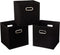 SEVENDOME Fabric Cloth Storage Bins,Fabric Cube Organizer with Dual Handles Foldable Cube Storage Baskets for Home Bedroom Storage,Set of 3, Black