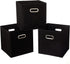 SEVENDOME Fabric Cloth Storage Bins,Fabric Cube Organizer with Dual Handles Foldable Cube Storage Baskets for Home Bedroom Storage,Set of 3, Black