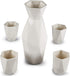 5 Piece Traditional Japanese Sake Set, 1 Tokkuri Bottle and 4 Ochko Cups, White - Unique Custom Modern Design
