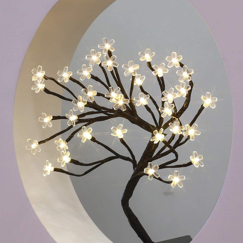 Brightdeco Lighted Cherry Blossom Tree 36 LED Plug in Artificial Bonsai Tree Ideal As Night Lights Perfect for Home Festival Halloween Thanksgiving Christmas Easter Wedding Party Warm White