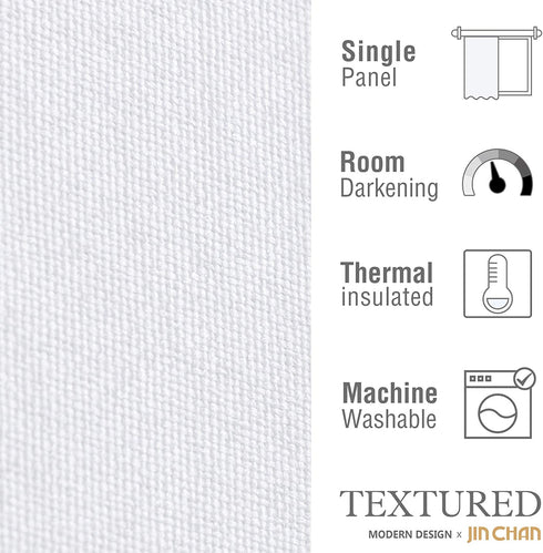 jinchan Linen Look Curtains for Living Room Moderate Light Filtering Window Curtain Panels for Bedroom Single Panel 90 Length White