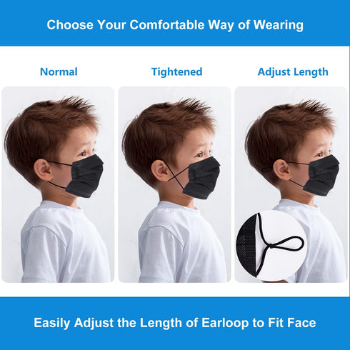 BLScode Disposable Kids Face Protective Masks, (50pcs/100pcs) 3-Layer Facial Cover Masks with Elastic Ear Loops