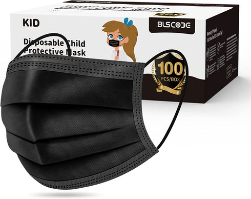 BLScode Disposable Kids Face Protective Masks, (50pcs/100pcs) 3-Layer Facial Cover Masks with Elastic Ear Loops