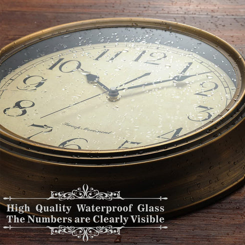 Plumeet Small Retro Wall Clock - 10'' Non Ticking Classic Silent Metal Clocks Decorative Kitchen Living Room Bedroom - Battery Operated (Brown)
