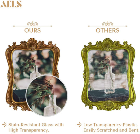 AELS 8x10 Inch Vintage Picture Frame, Elegant Antique Photo Frames with Glass Front, Photo Display, Tabletop Wall Hanging, Gift Ideas