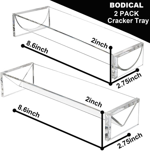 Clear Cracker Serving Tray, Set of 2, Plastic Food Serving Trays Server Holder, Cracker Appetizer Serving Platter for Party (Round & Square)