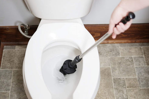 ToiletShroom Revolutionary Plunger, Squeegee, Clog Remover, Drain Cleaner, Bathroom Toilet Dredge Tool, Stainless Steel Handle with Caddy Holder, Оne Расk, Black
