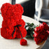 Rose Teddy Bear- Mothers Day Bear Gifts- Rose Bear Artificial Handmade, Gift for mom Rose Flower, Mothers Day Rose Gifts, Valentine's Day Gifts for Girlfriend- 10 inch Clear Gift Box