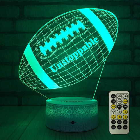FlyonSea Football lamp, Rugby Ball Bedside Lamp 7 Colors Change + Remote Control with Timer Kids Night Light Optical Illusion Lamps for Kids Lamp As a Gift Ideas for Boys or Kids