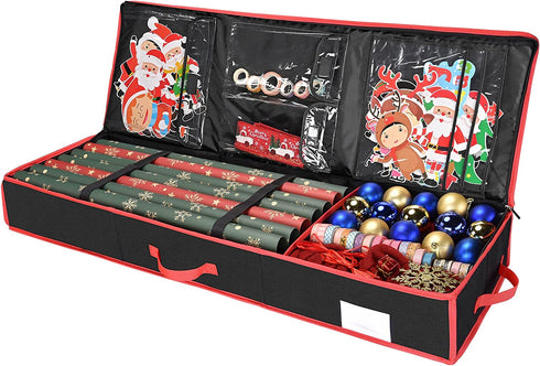 Yescom Christmas Wrapping Paper Storage Box Divider Xmas Decor Organizer Container, Black