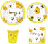 Bee Themed Party Supplies,Bee Party Tableware Set for Kids Girls Honey Butterfly Birthday Decorations, Includes Plates Cups Napkins Straws Utensils Serves 16 Guests