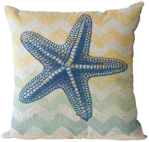 ULOVE LOVE YOURSELF Beach Pillow Covers 4 Pack Cotton Linen Nautical Throw Pillowcases Sea Theme Coastal Cushion Cover 18 x 18 inch (Sea-3)
