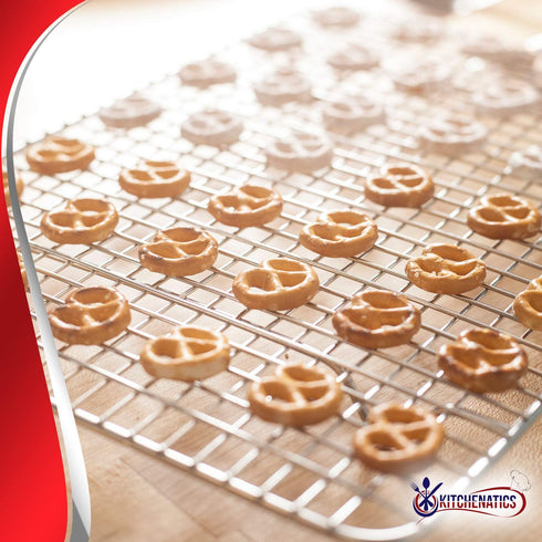 Half Sheet 100% Stainless Steel Roasting & Cooling Rack, Baking Rack fits Half Sheet Pan, Oven Rack for Cooking w/ Thick Wire Grid - Oven, Grill, & Dishwasher Safe Wire Racks, Patented 11.8" x 16.9"