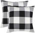 4TH Emotion Set of 2 Farmhouse Buffalo Check Plaid Throw Pillow Covers Cushion Case Polyester Linen for Fall Home Decor Black and White, 24 x 24 Inches