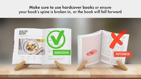 ReBL Cook Book Stand - Recipe Book Holder Display Stand - Natural Wood Cookbook Stand - Fits Thick Cookbooks & Textbooks - Display Stand Read Recipes Hands Free - Recipe Book Holder Stand for Kitchen