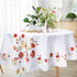 Floral Tablecloth, Wild Flower Table Cloth, Spring Summer Waterproof Wrinkle Free Tablecloth for Outdoor, Picnic, Camping, Patio, Party, Kitchen, Dining Room, Red and White, 55 inch Round