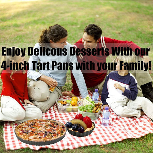 8 Pack Tart Pan 9.5 Inch & 4 Inch Mini Tart Pans Removable Bottom Quiche Pan Non-Stick Deep Baking Dish Pie Pan Heavy Duty Carbon Steel for Mousse Cakes, Dessert Baking- 1 Silicone Oil Brush