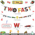 PRATYUS Race Car Two Fast Birthday Decorations for Kids Boys Racing Theme 2nd Party Supplies With Banner, Cake Toppers and Checkered Balloons for Let's go Racing Theme Party