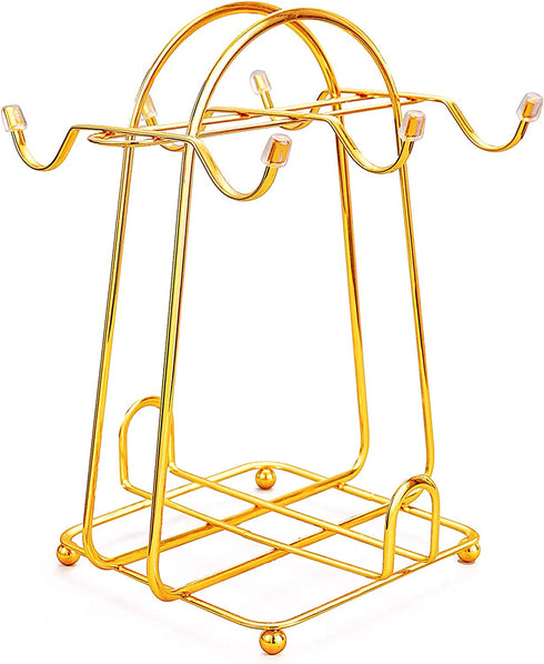 Stainless Steel Wire Rack Display Stand Service for Tea Cups,Bracket,Gold metal stand for coffee cups and saucers.¦