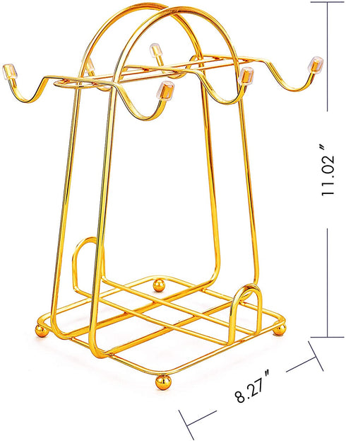 Stainless Steel Wire Rack Display Stand Service for Tea Cups,Bracket,Gold metal stand for coffee cups and saucers.¦