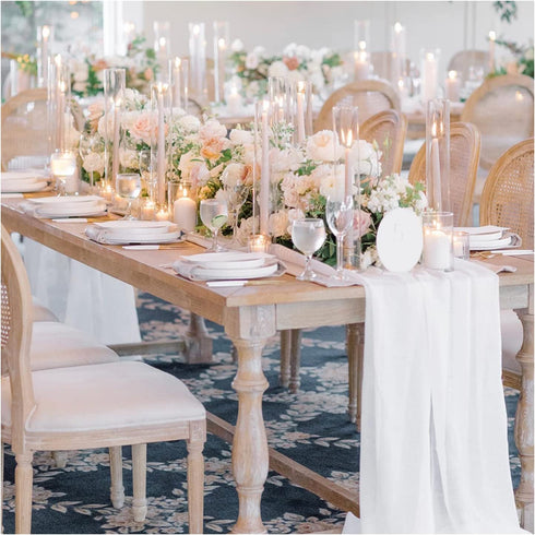 10ft White Chiffon Table Runner 2 Packs 27x120 Inches Romantic Rustic Wedding Table Runner Overlay Sheer Bridal Party Decorations