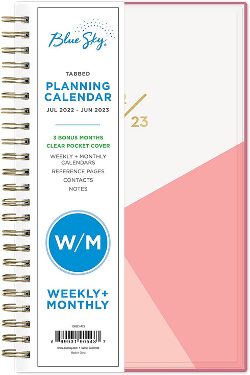 Blue Sky 2022-2023 Academic Year Weekly & Monthly Planner, 5" x 8", Flexible Cover, Wirebound, Cali Pink (130621-A23)
