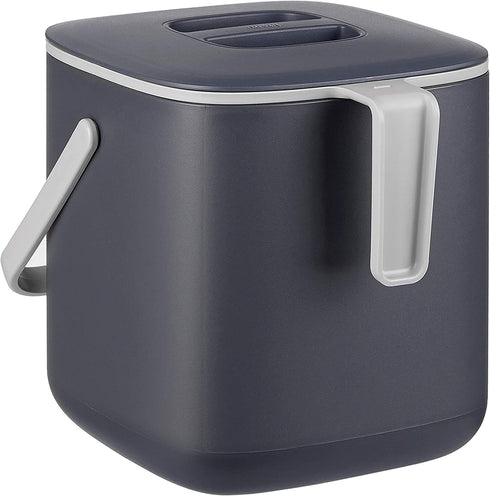 Litem Food Waste Basket Bin a countertop Bucket with Extra Long Handles for Your conveniences 0.68 Gallons (2.6L) (Dark Gray)