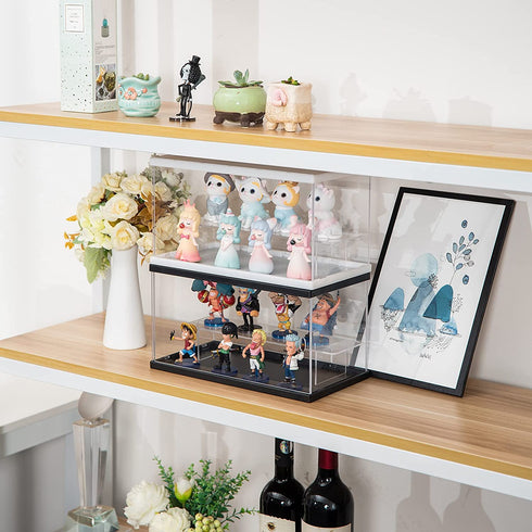 Acrylic Clear Display Case with Black Lid and Black Base, Clear Dustproof Protection Showcase, Display Box Storage Holder for Doll Toy Collectibles ( 11.8 X 6.3 X 6.3 INCH )