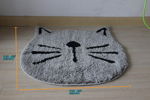 Cute Doormat for Kids - Microfiber Absorbent Bathroom Mats - Front Door Mat Carpet Floor Rug, Cat Shape