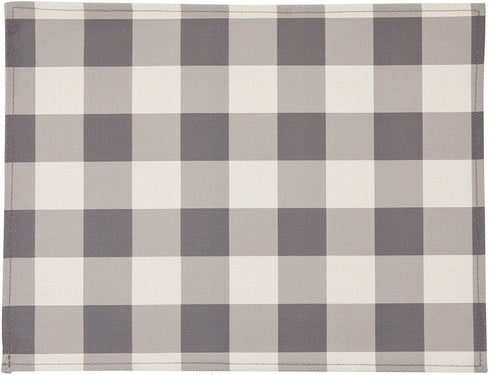 Set of 6 Grey White Buffalo Plaid Placemats, Farmhouse Dining Table Decorations (13 x 17 in)